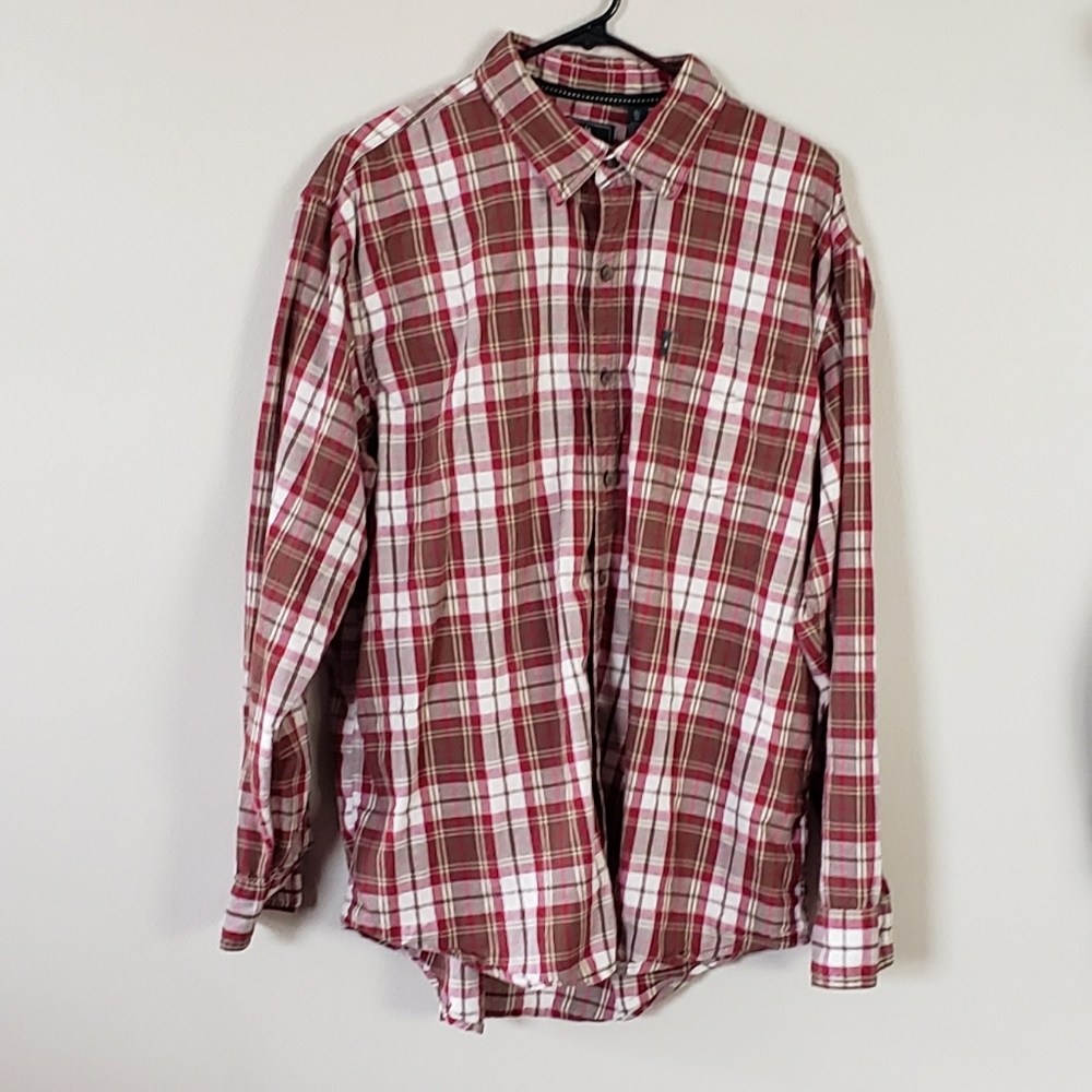 Bass & Co Men's Long Sleeved Button Down Plaid Shirt Size XL